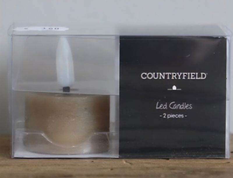 LED Waxinelicht taupe (Set van 2)