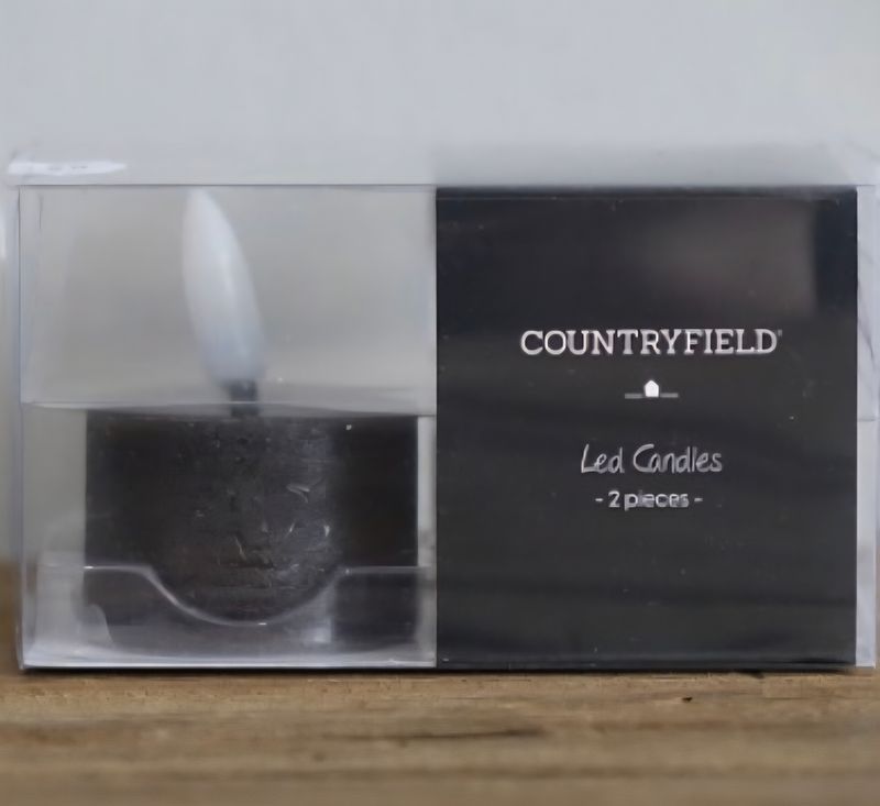 LED Waxinelicht zwart (Set van 2)