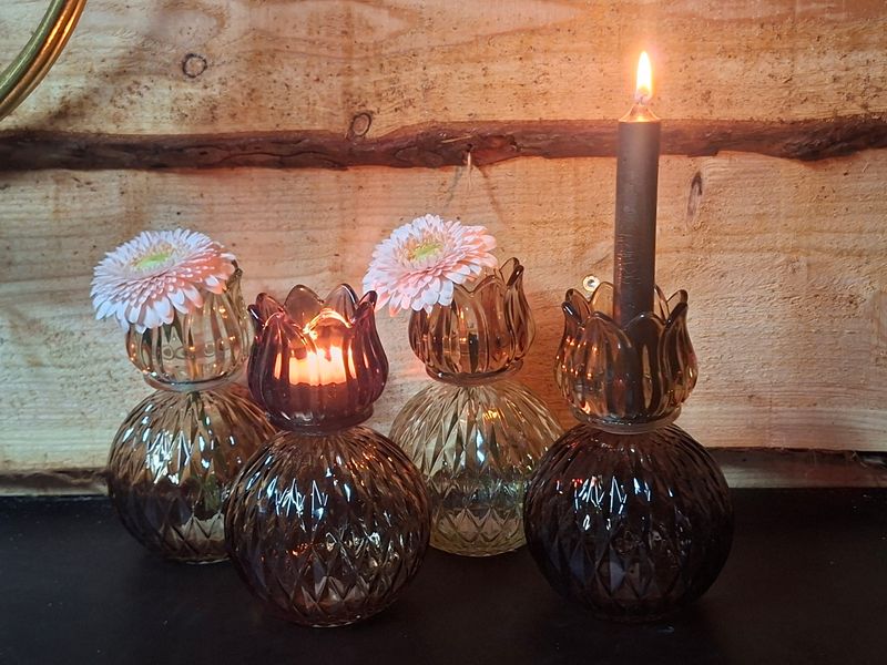 Tulpvaasje / Waxinelichthouder Brown