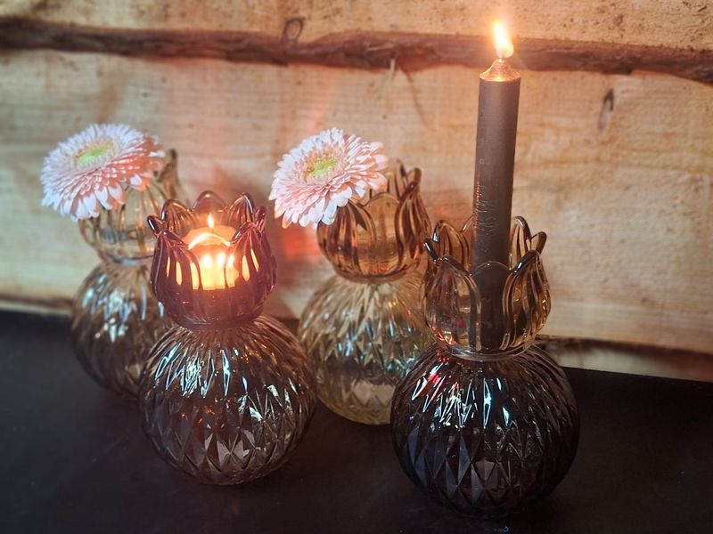 Tulpvaasje / Waxinelichthouder caramel