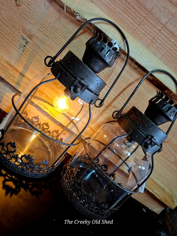 Lantaarn LED E12 ro Jaan roest-L12,5B12,5H22CM