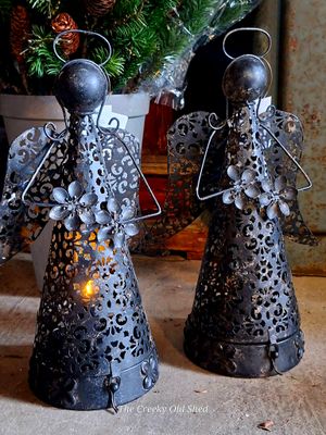 Engel Malina zwart– Metaal – L21 x B14 x H33 cm – met LED-verlichting