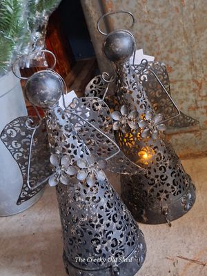 Engel Malina zwart– Metaal – L21 x B14 x H33 cm – met LED-verlichting