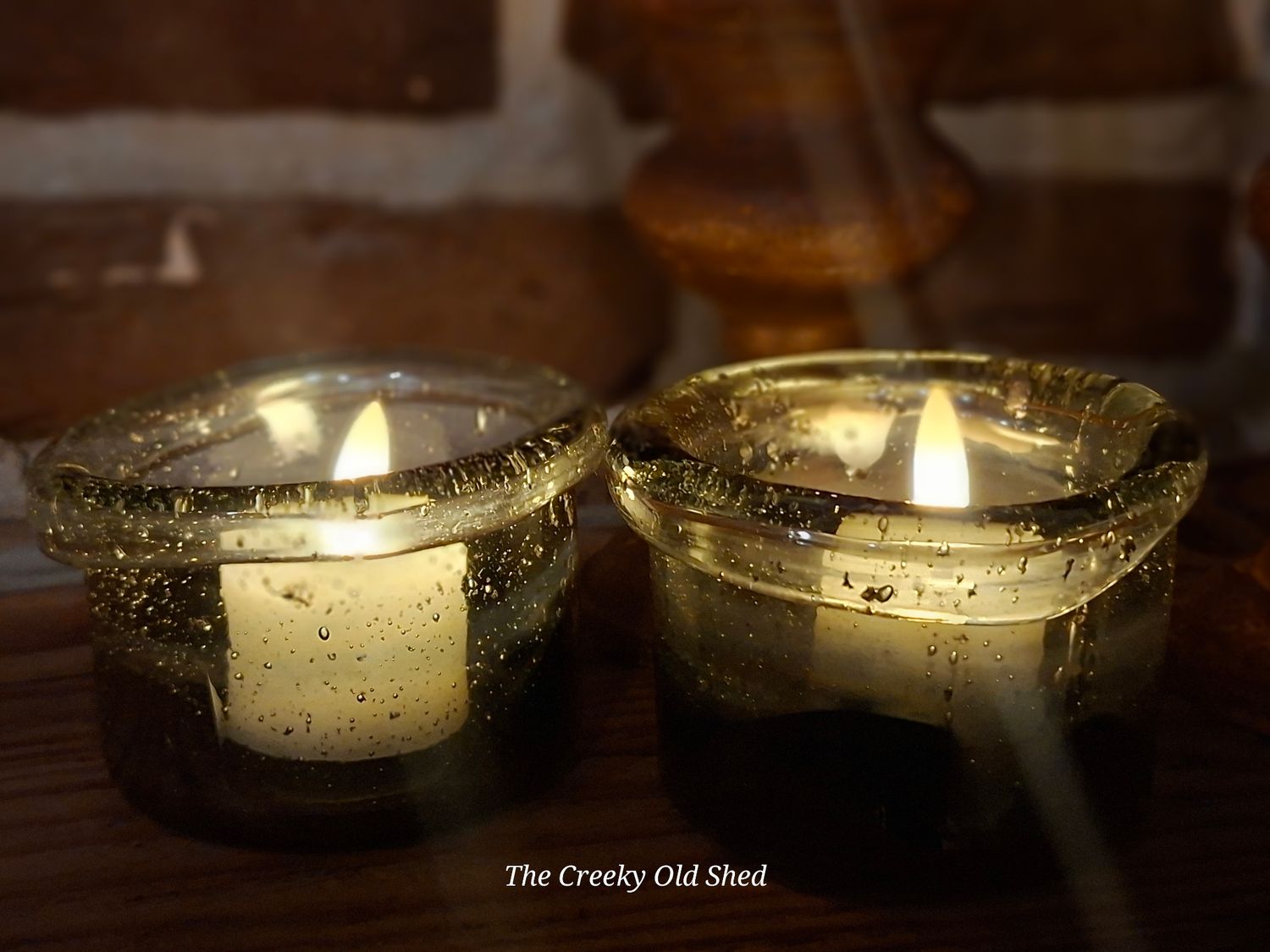 Bubbelglas waxinelichthouder – smoked glas