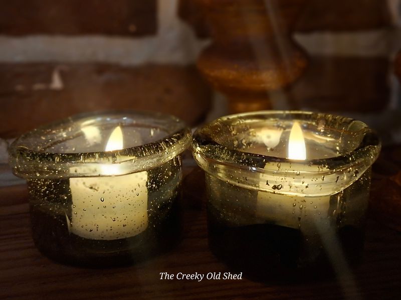 Bubbelglas waxinelichthouder – smoked glas