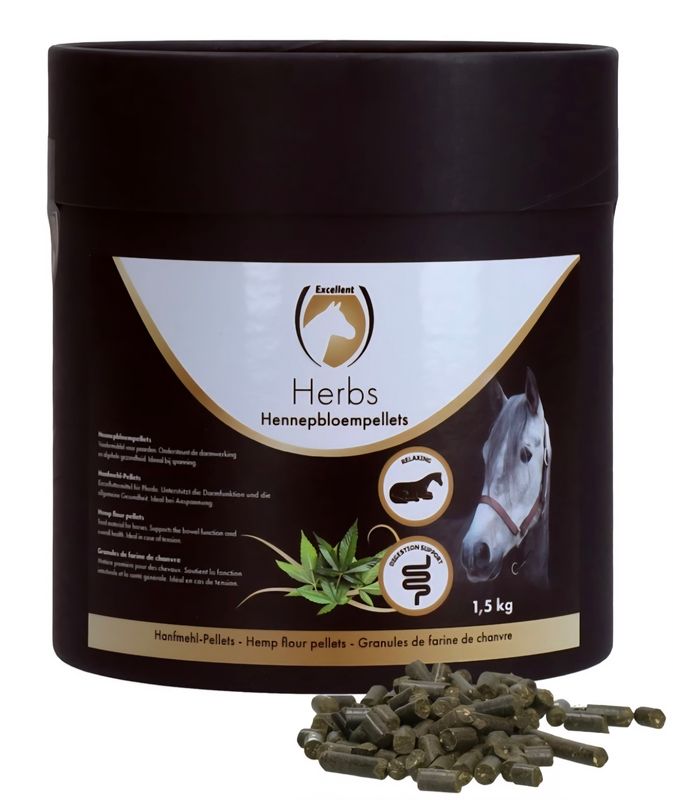 🐴 Excellent Horse Herbs – Hennepbloempellets (1,5 kg)