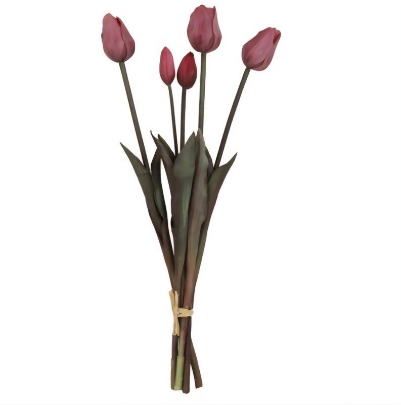 Real Touch kunsttulpen – Donkerroze (5 stelen) €6,95 per bos