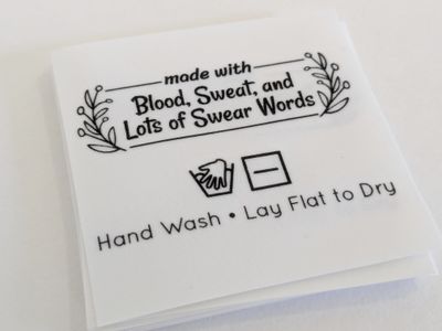 Made with Blood, Sweat & Lots of Swear Words Labels - Ready to Ship -Frayproof Fabric Tags for Knit, Crochet, Sew, Quilt, Gift-Sew On Labels