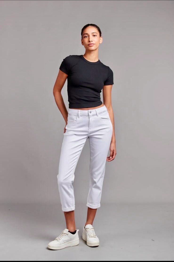 Toxik Boyfriend Diamonte Jeans in White
