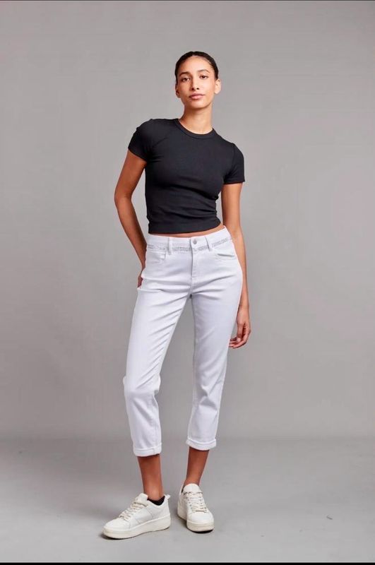 Toxik Boyfriend Diamonte Jeans in White