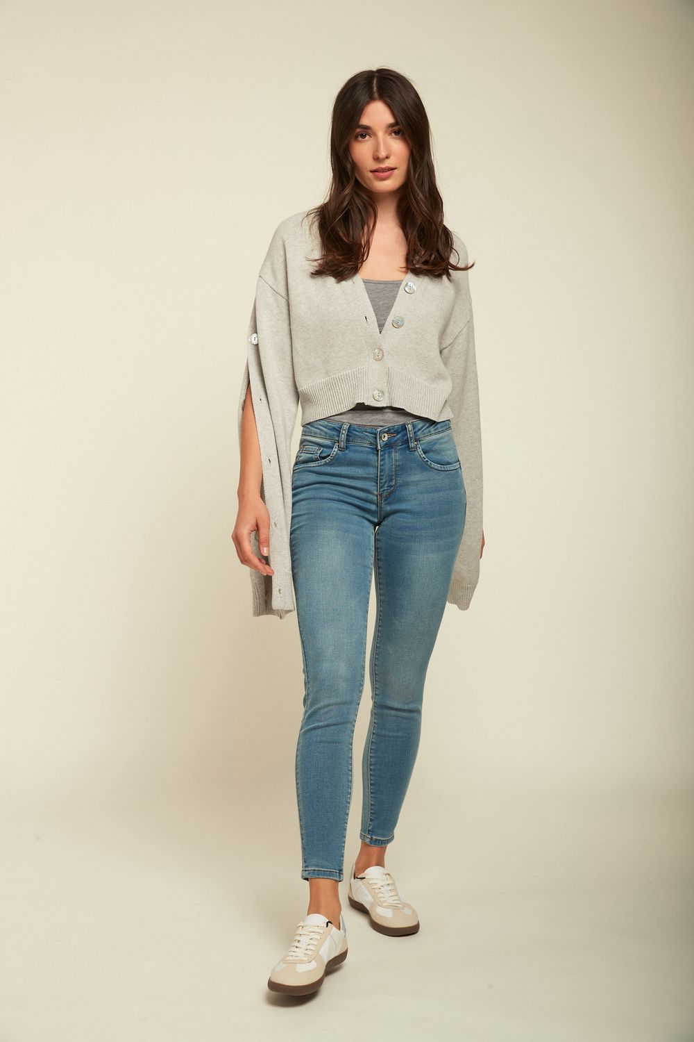 Toxik Push Up Skinny Jeans In Mid Blue Wash