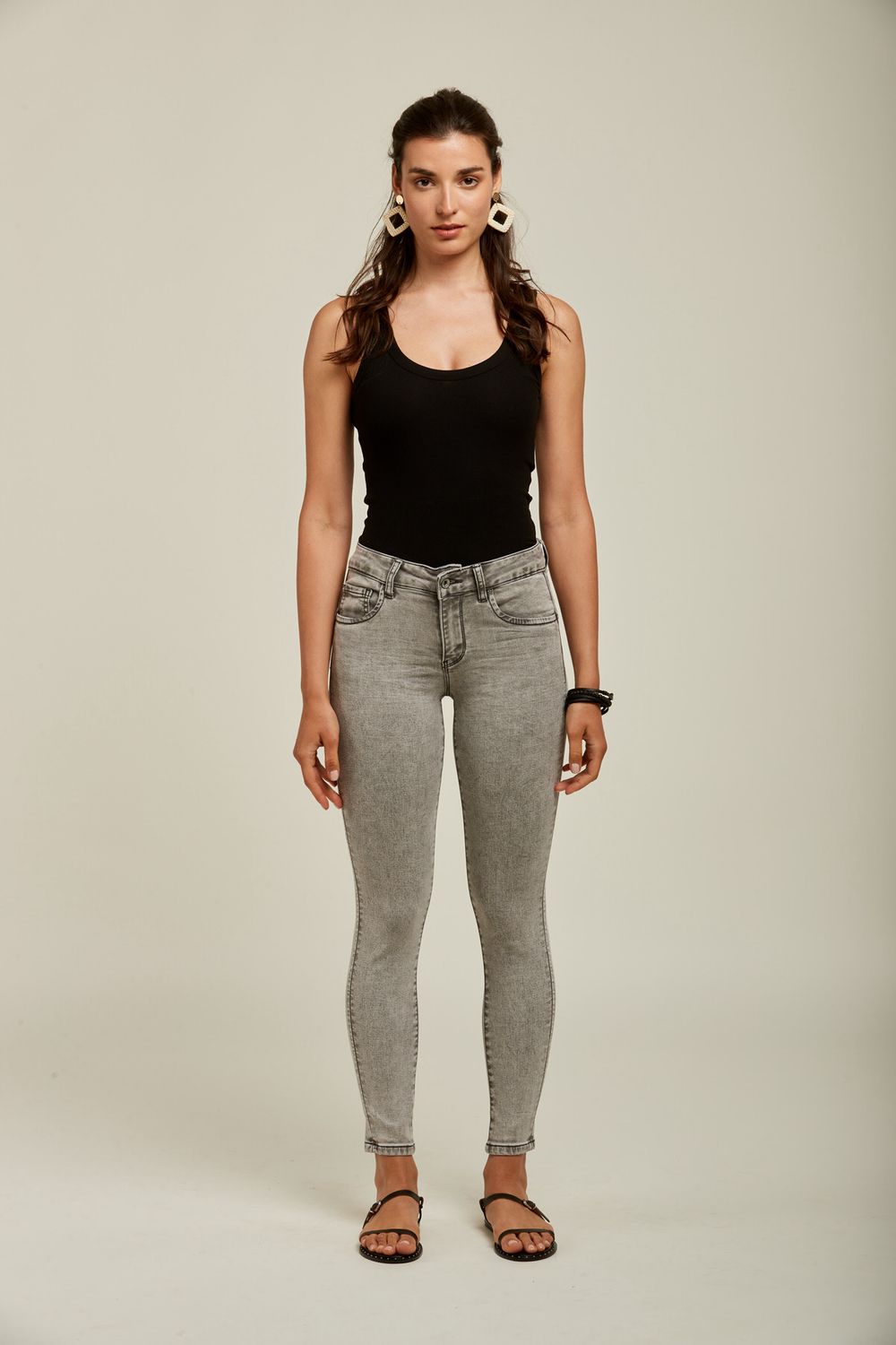 Toxik Push Up Skinny Jeans In Grey/Black Stone Wash