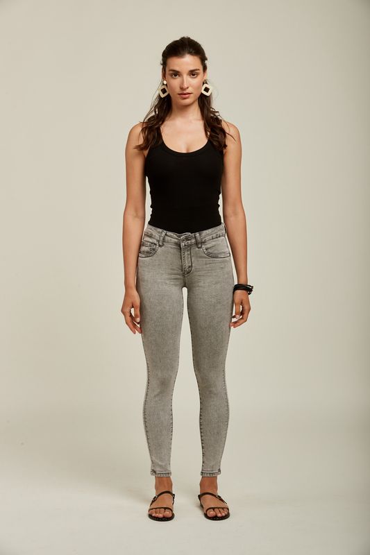 Toxik Push Up Skinny Jeans In Grey/Black Stone Wash