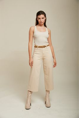 Toxik High Waisted Wide Leg Crop Jeans in White