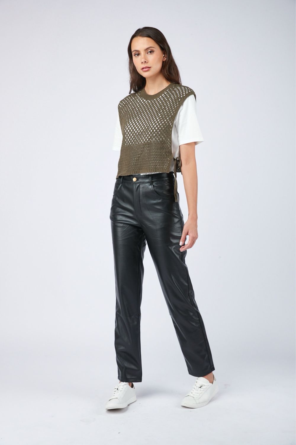 Toxik Faux Leather Straight Leg Trouser