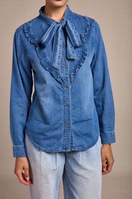 The Toxik Anthea Essential Tie Denim Blouse