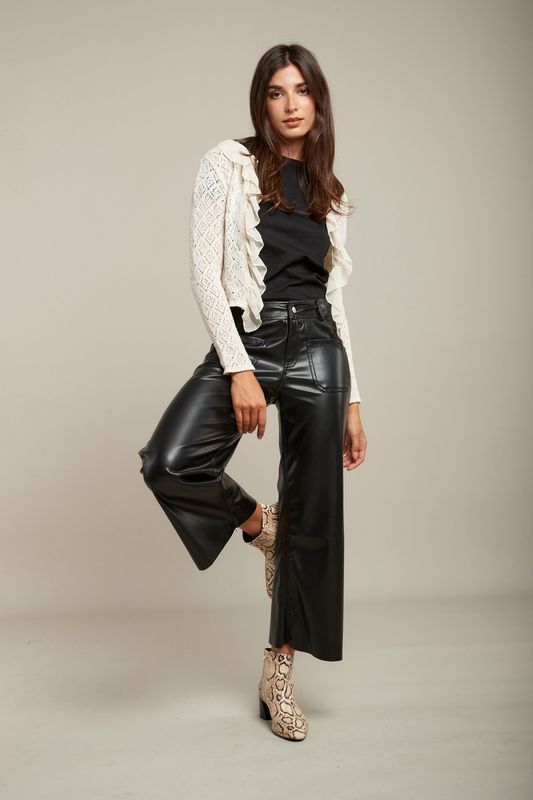 Toxik Faux Leather Wide Leg Crop Trouser