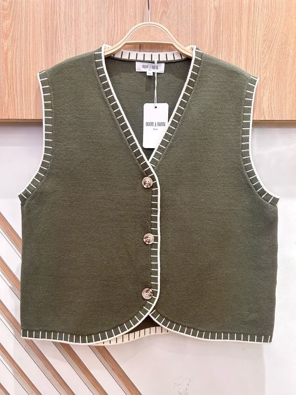 The Aisling Soft Knitted Cardigan With Off White Stitching