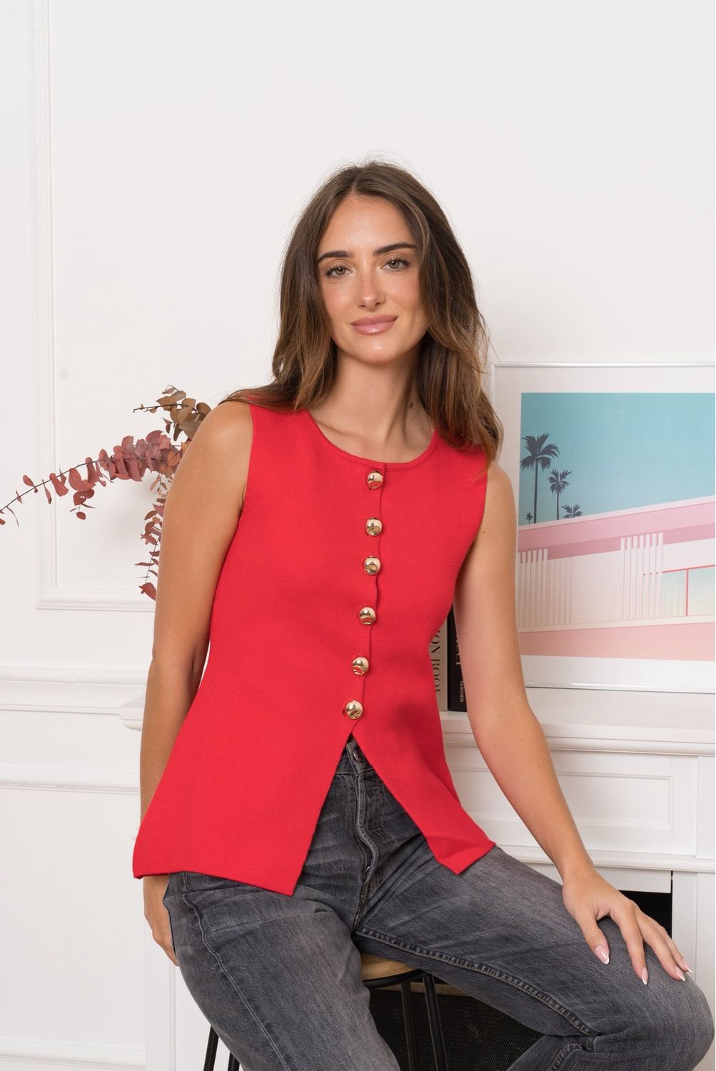 The Enya Waistcoat In Red