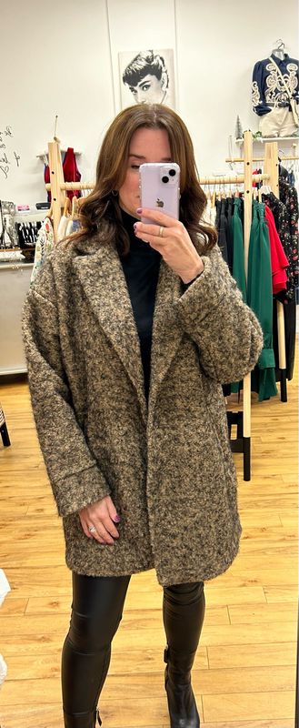 The Lilah One Button Winter Coat In Brown/Black Blend