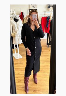 The Aisling Fine Knit Pearl Button LBD