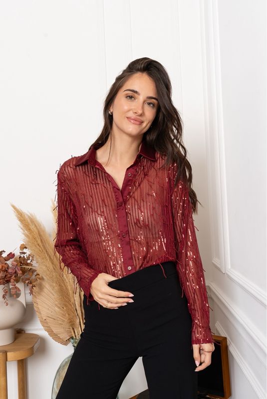 The Burgundy Sequin  Blouse