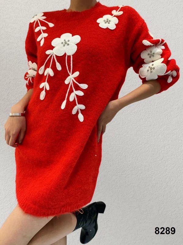Oriental Red Jumper Dress