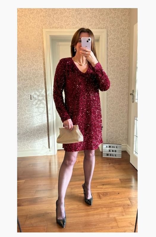 The Catherine Burgundy Sparkle Dress