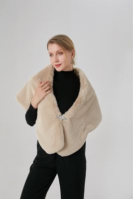 The Rochelle Faux Fur Stole With Clasp In Beige