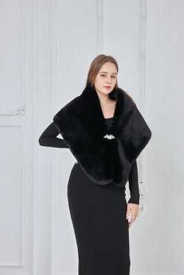 The Rochelle Faux Fur Stole With Clasp In Black