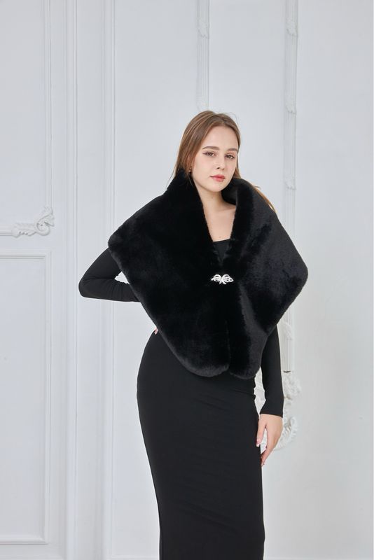 The Rochelle Faux Fur Stole With Clasp In Black