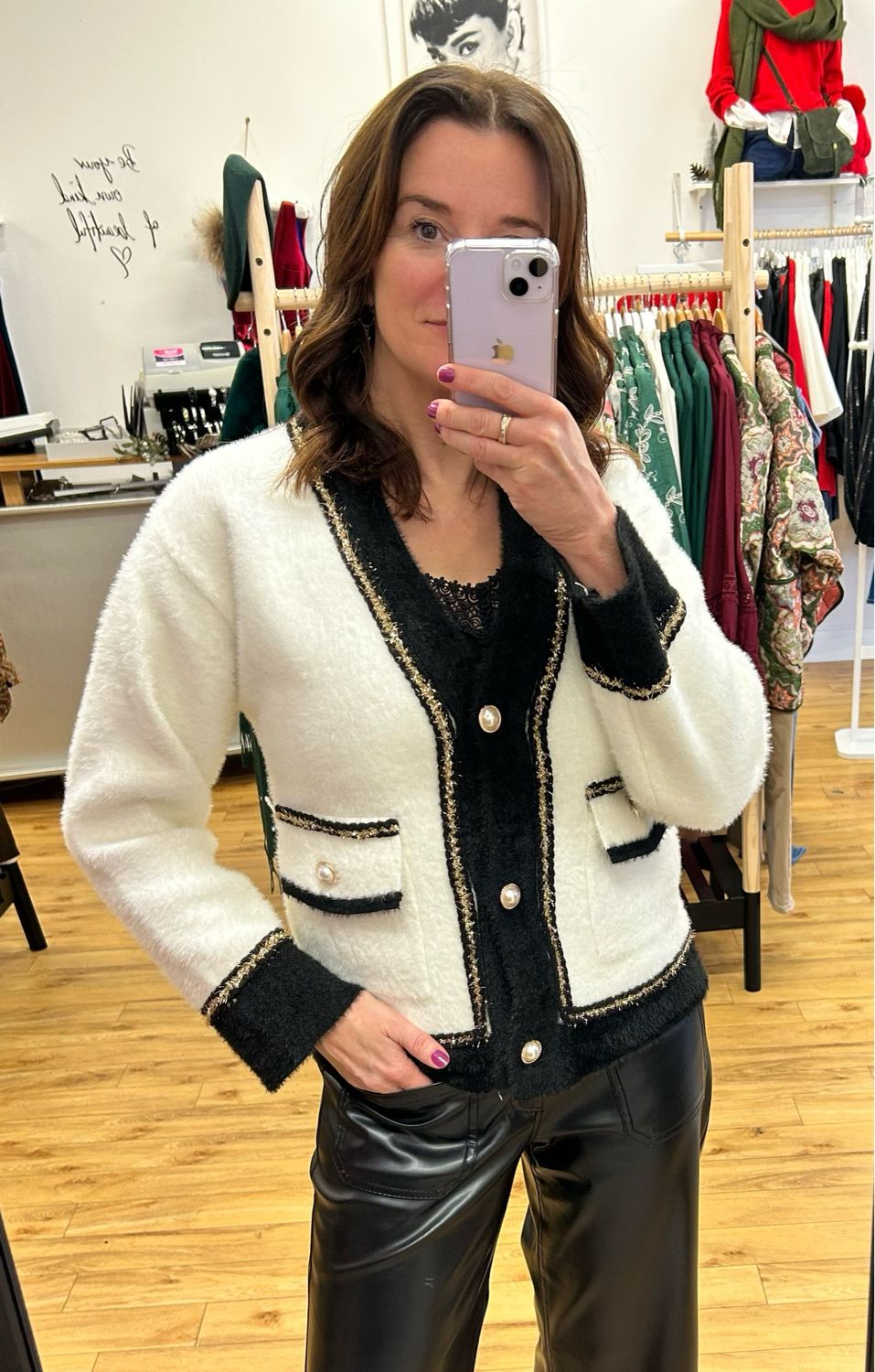 The Sofia Chanel Inspired Cardigan In Off White