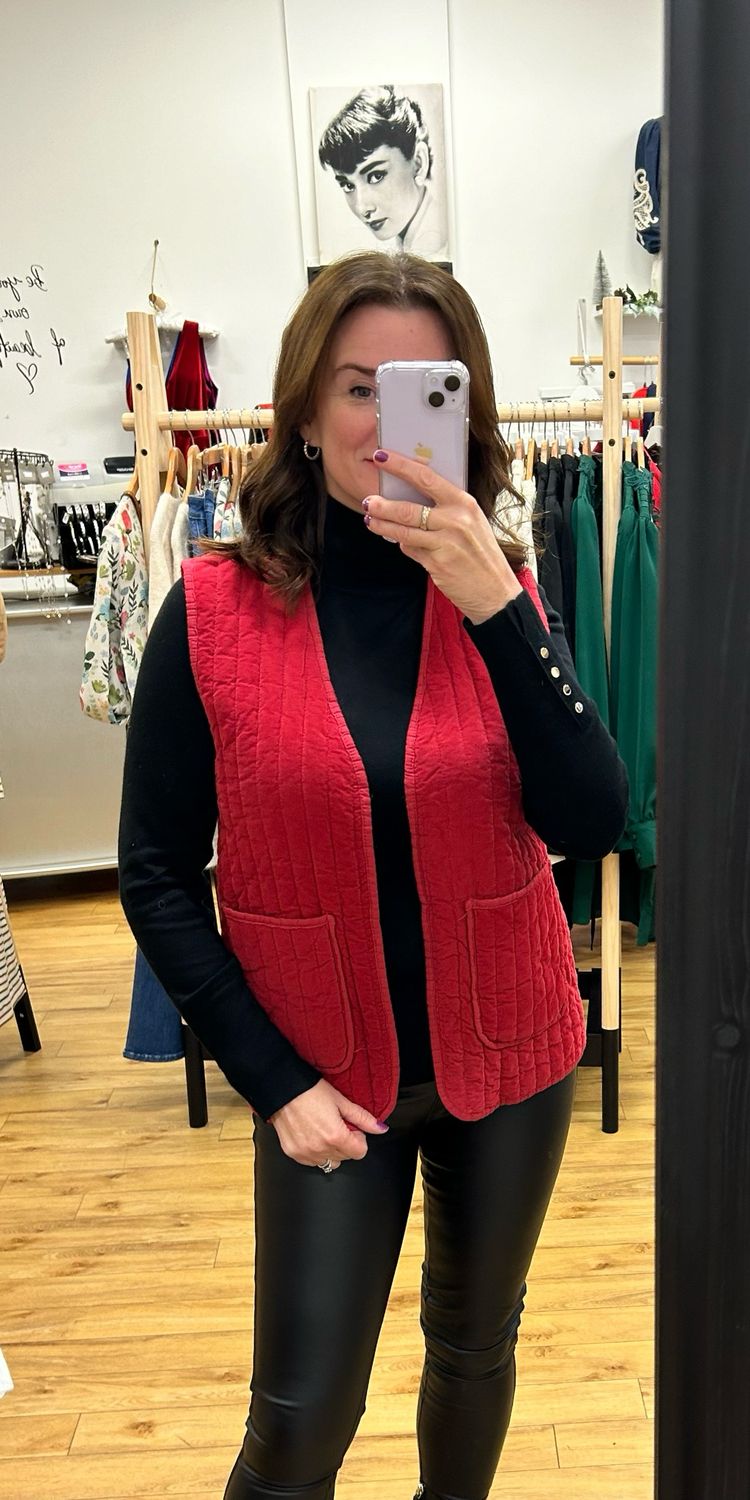 Corduroy Gilet in Red