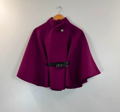 The Sarah Belted Cape In Burgundy
