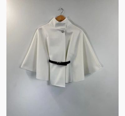 The Sarah Belted Cape In Winter White