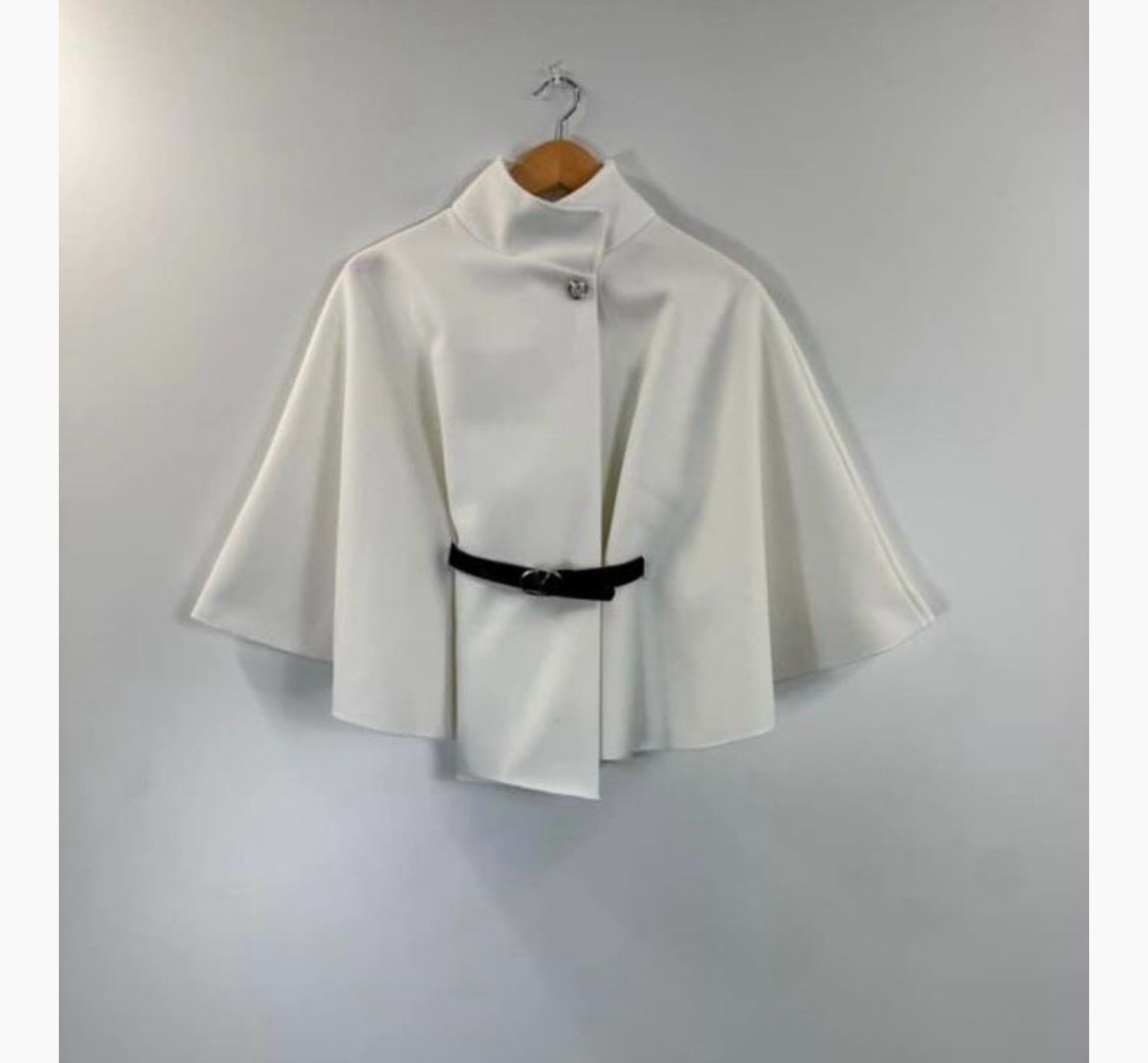 The Sarah Belted Cape In Winter White