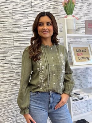 The Willow Embroidery Shirt In Khaki