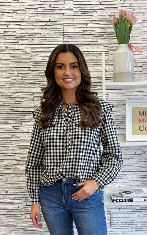 The Jane Collared Checked Shirt In Black