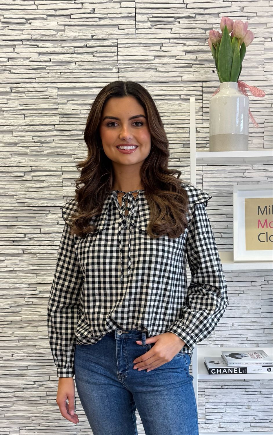 The Jane Collared Checked Shirt In Black