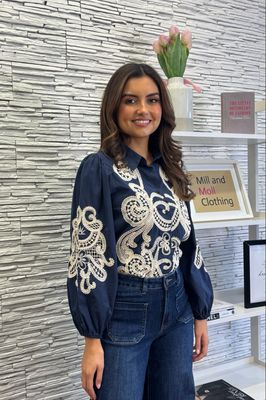 Tha Nadia Embroidered Shirt In Navy