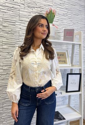 The Nadia Embroidered Shirt In Off White