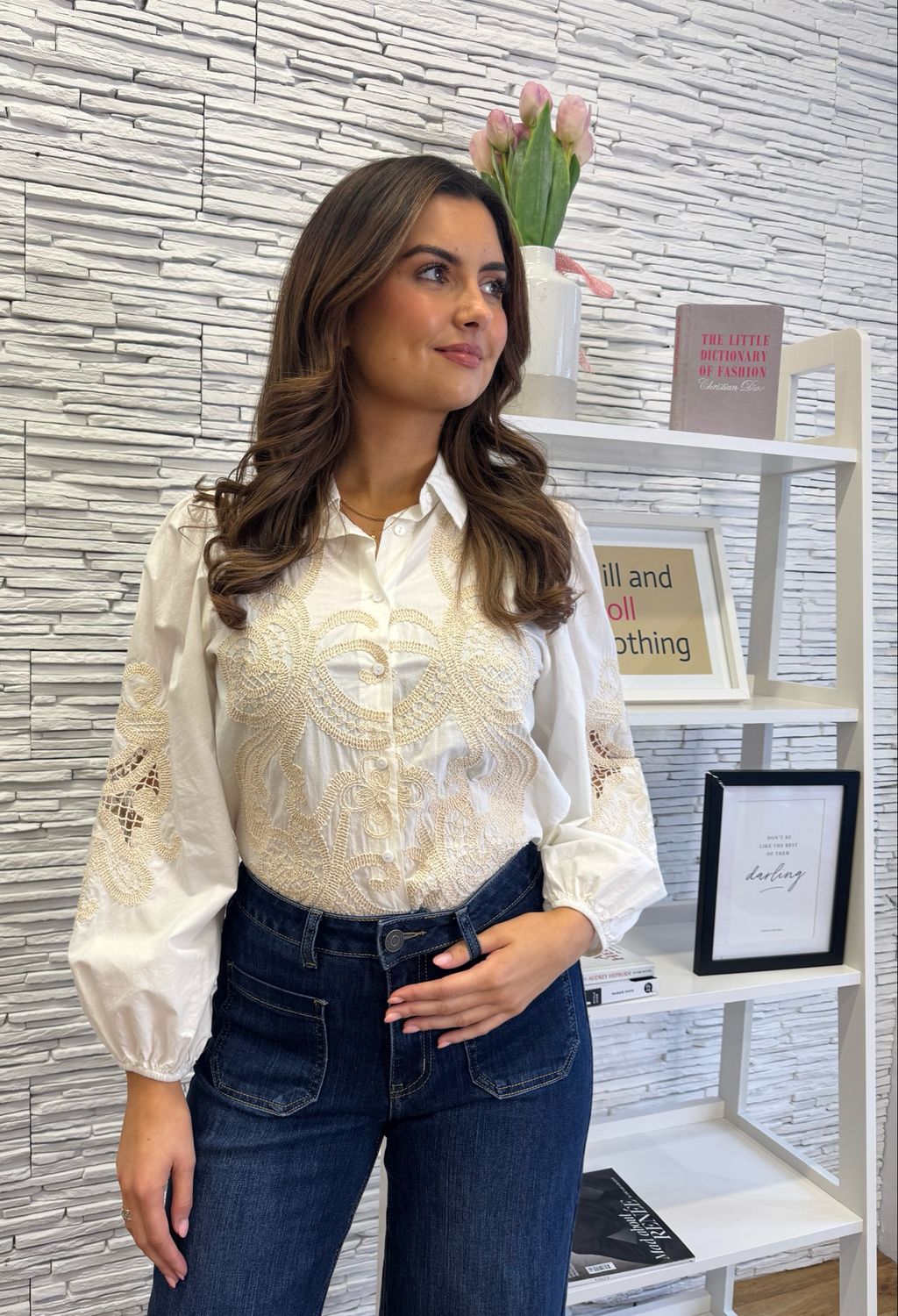 The Nadia Embroidered Shirt In Cream