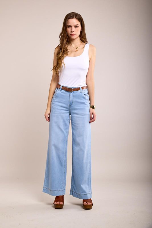 Toxik Light Wash Belted Flare