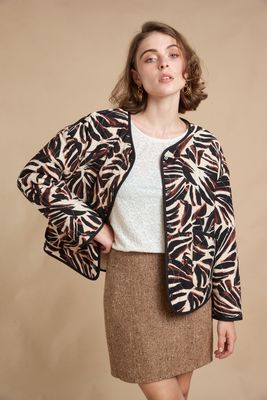 The Bailey Quilted Jacket In Chocolate and Cream