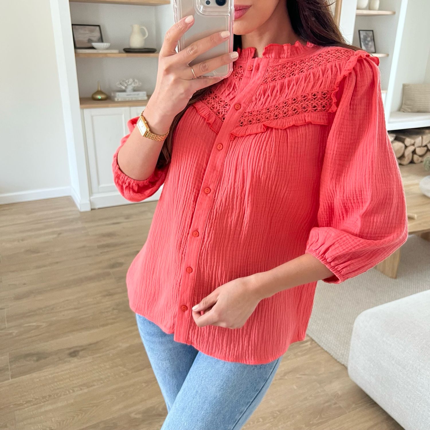 The Amelia Blouse In Coral