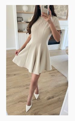 The Charlotte Skater Dress In Beige