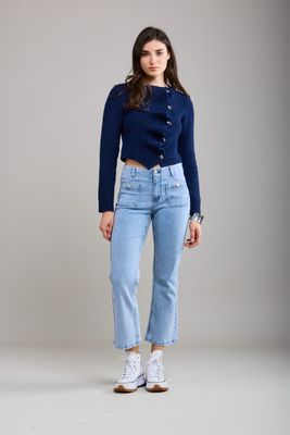 Toxik Two Pocket Crop In Light Blue