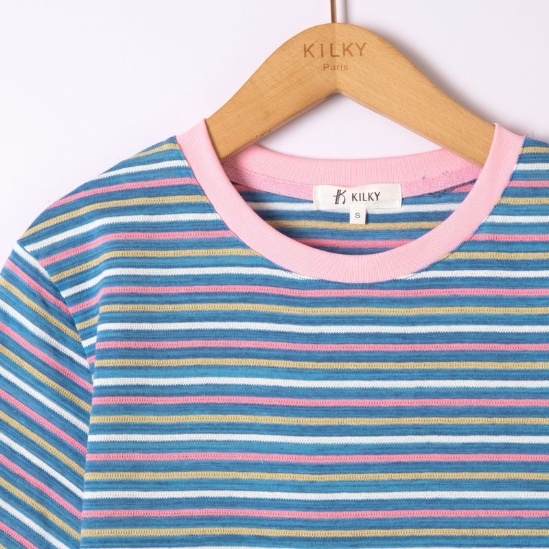 The Ella Stripe T Shirt In Denim Blue