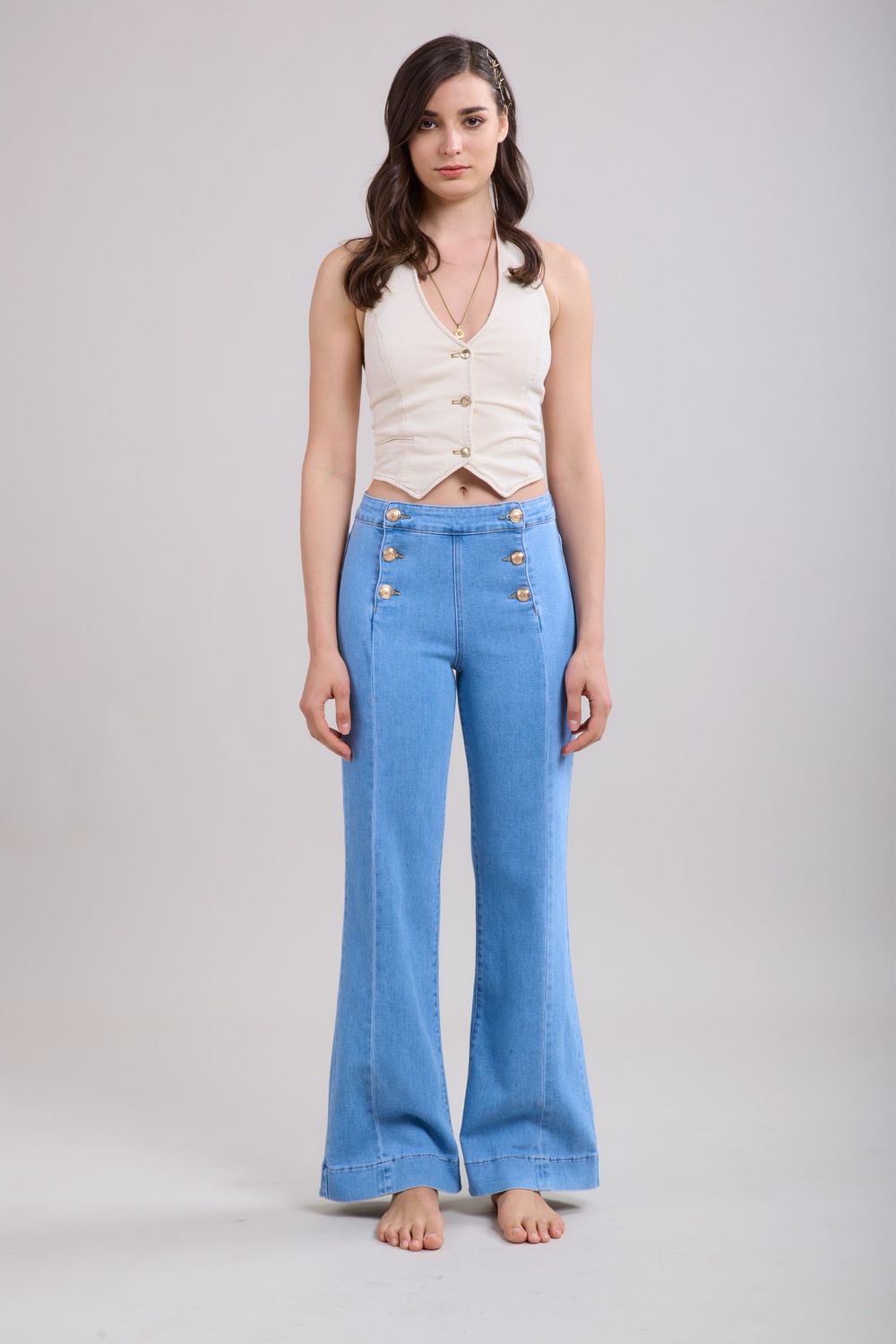 Toxik Military Flare Jean In Light Wash