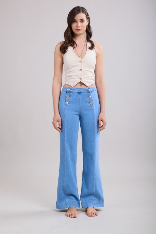Toxik Military Flare Jean In Light Wash